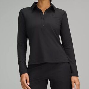 LULULEMON Quick-Dry Long-Sleeve Polo Shirt Black